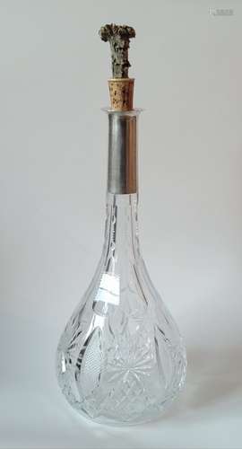 Antique German Crystal Silver Decanter