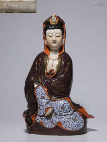 Chinese Hand Paint Doucai Porcelain Guanyin