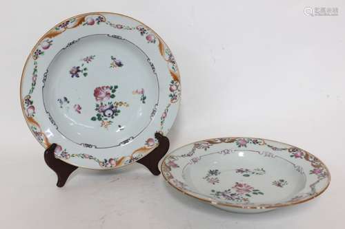 Pair of Chinese Famille Rose Porcelain Plates