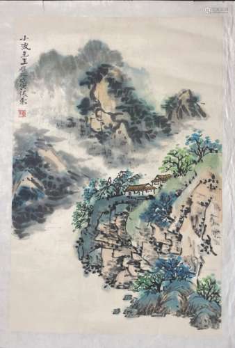 Chinese Ink Color Painting w Calligraphy