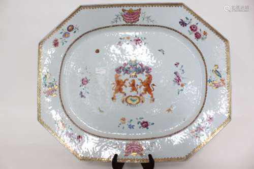 Large French Famille Rose Charger