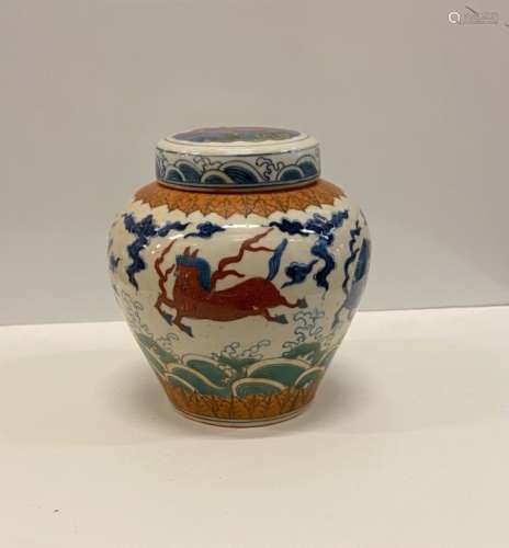 Chinese Doucai Porcelain Jar with Mark