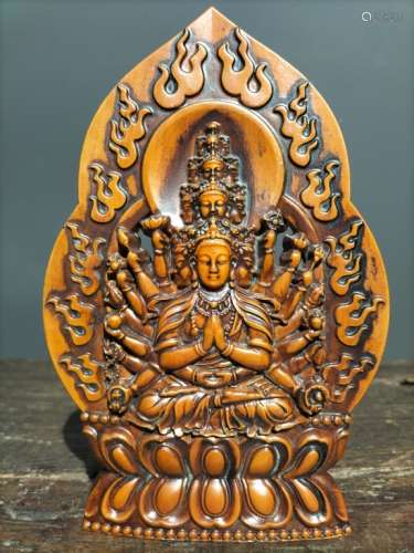 Chinese Huangyang Wood Carved Guanyin