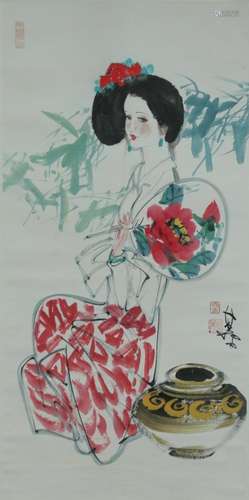 Chinese Ink Color Scroll Painting