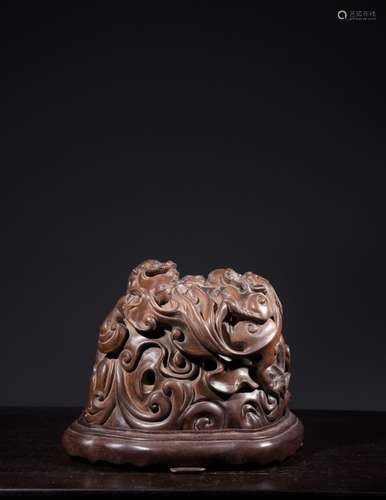 Chinese Huangyang Wood Hand Carved Censer