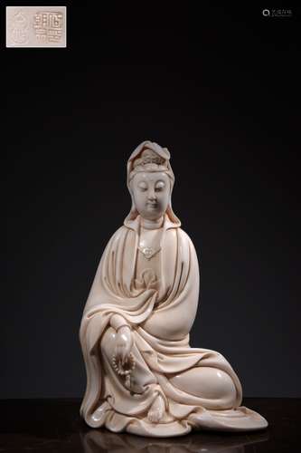 Chinese Blanc De Porcelain Guanyin,Mark