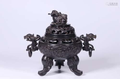 Chinese Zitan Wood Tripod Censer