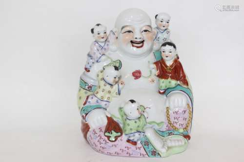 Chinese Famille Rose Porcelain Smiling Buddha