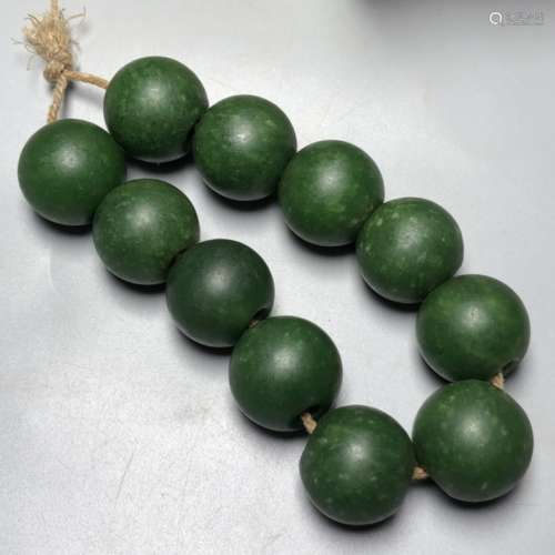 Chinese Green Jade Beads Bracelet