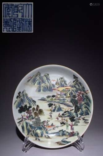 Chinese Hand Paint Famille Rose Plate,Mark