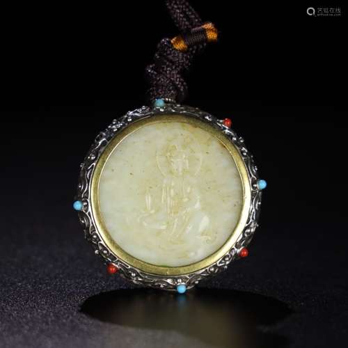 Chinese Jade Carved Guanyin Pendant