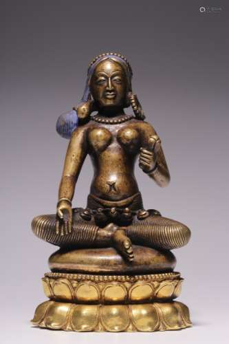 Chinese Gilt Bronze Female Sculpture