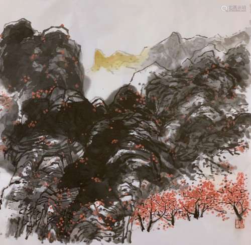 Chinese Ink Color Landscape Painting