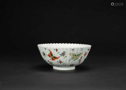 A Famille Glazed ‘ Butterfly And Flowers ’ Bowl