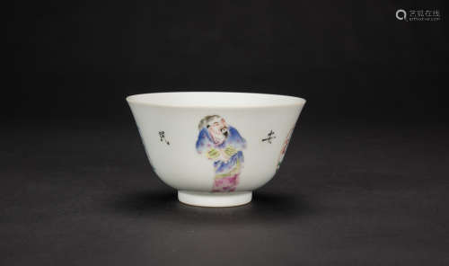 Qing - A Famille Glazed ‘Warriors’ Cup