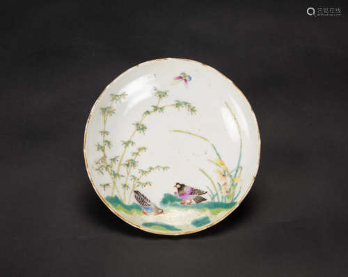 Republic - A Famille Glazed ‘ Birds And Flowers’ Dish