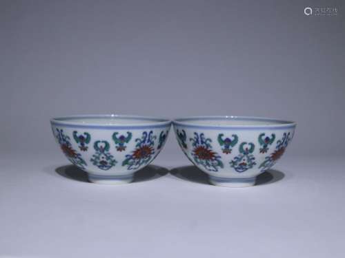 Qing Guangxu Colourful Baoxiang Flower Bowls (a pair)