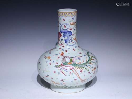 Qing Guangxu pastel water chestnut bottle with dragon and ph...
