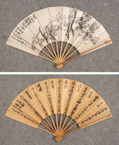 吴昌硕   书画成扇Wu Changshuo's Painting and Calligraphy Fan