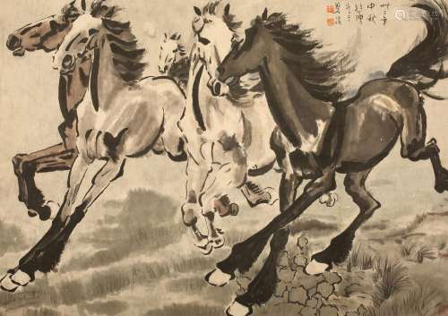 徐悲鸿    五骏图Xu Beihong's Five Horses
