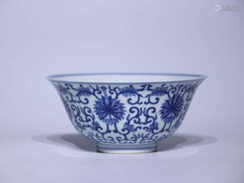 Qing Guangxu blue and white tangled branches and broken bowl...