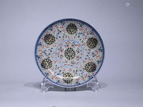 Qingguangxu Blue and White Painted Plate with Gold and Twig ...