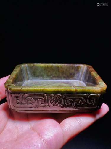 Square washing of Hetian jade seed in Qianlong of Qing Dynas...