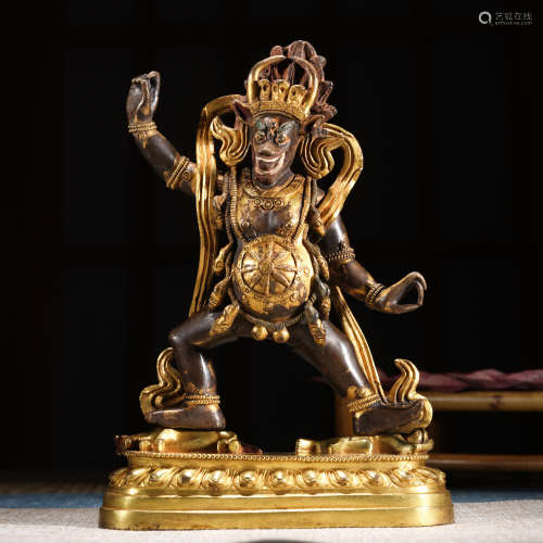 藏傳銅鎏金馬頭金剛像