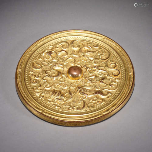 清代 銅鎏金銅鏡