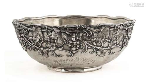 Monumental Whiting Sterling Grape Vine Punch Bowl