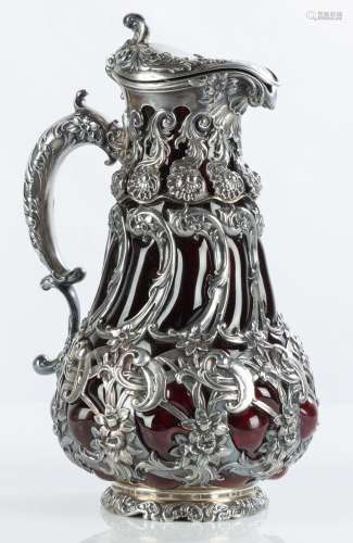 Elaborate Whiting Art Nouveau Sterling Silver and Blown Glas...