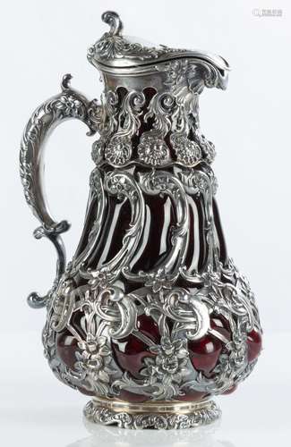 Elaborate Whiting Art Nouveau Sterling Silver and Blown Glas...