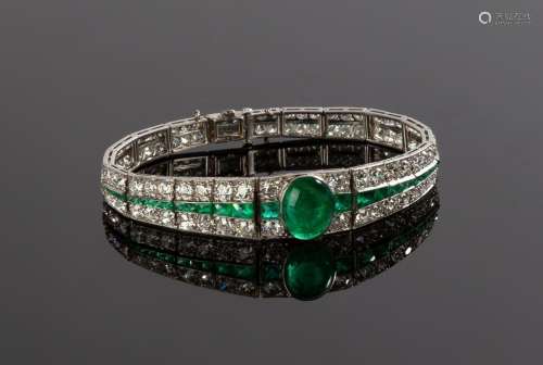 Lady s Art Deco Platinum, 4.55 ct Emerald and 7.78 ct Diamon...
