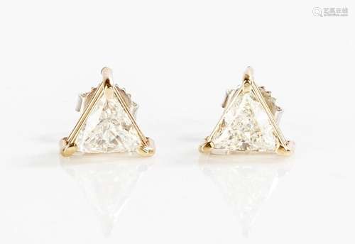 Pair of 14K Gold and Diamond Studded Earrings