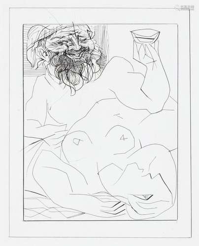 Pablo Picasso (Spanish, 1881-1973) Bacchus et Femme Nue Eten...