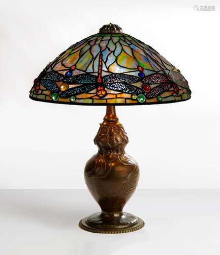 Tiffany Studios, New York "Jeweled Dragonfly" Tabl...