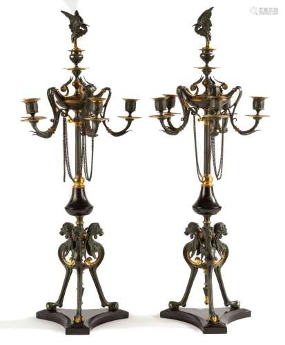 Attributed to F. Barbedienne, Pair of French Empire Candelab...