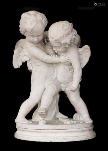 Life-Size Marble of Eros & Anteros, After Francois-Josep...