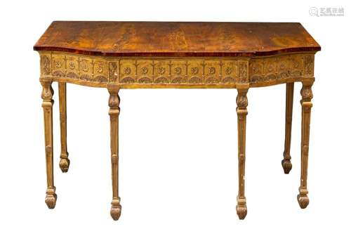 18th Century George III Burl Maple and Giltwood Console Tabl...