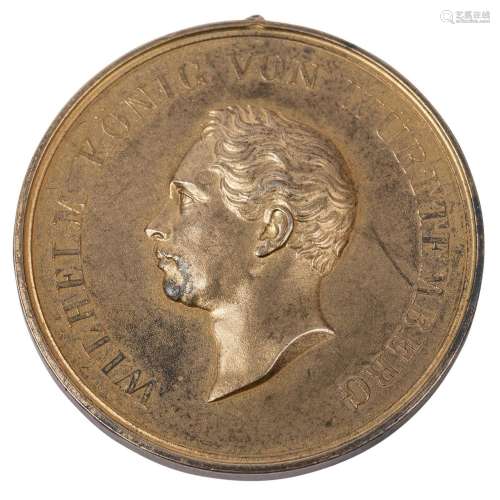 Württemberg - Guillaume Ier (1816-1864), Rare médaille porta...