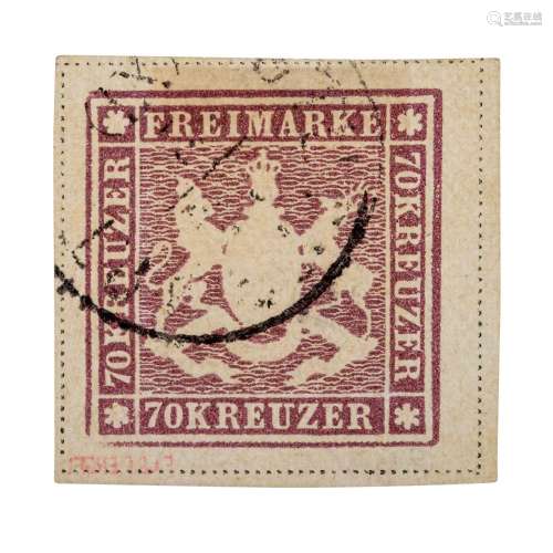Altdeutsche Staaten / Württemberg - 1873, 70 Kreuzer violet-...