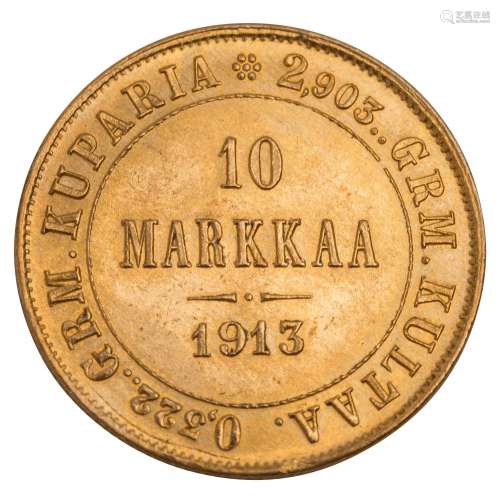 Finlande/ Or - 10 Markkaa 1913/s Helsinki, 3,22 grammes (2,9...