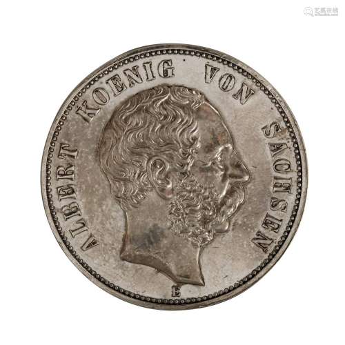 Royaume de Saxe - Médaille de 5 marks 1889/E, A la célébrati...