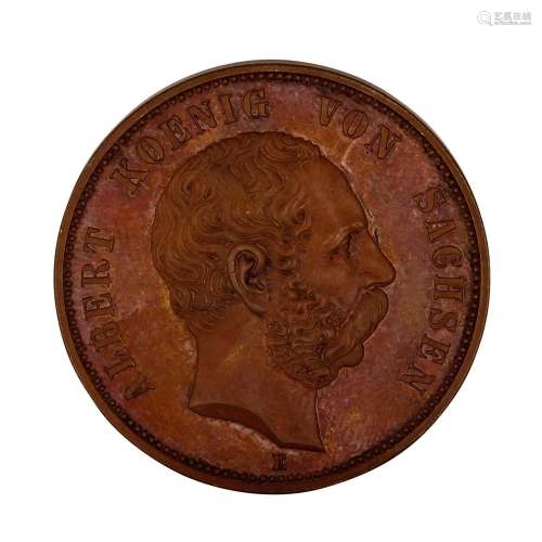 Saxe - Médaille de cuivre de 5 marks 1889/E, Pour le 800e an...