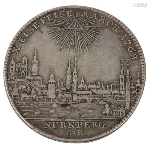 Ville libre de Nuremberg - 1 thaler 1768, vue de la ville de...