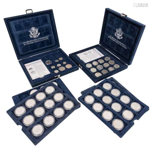 USA - 2 boîtes avec les pièces commémoratives officielles en...