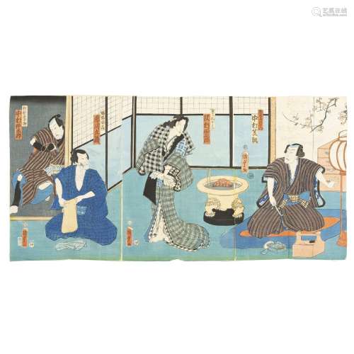 UTAGAWA KUNISADA II (1823-1880) - Interior Kabuki scene