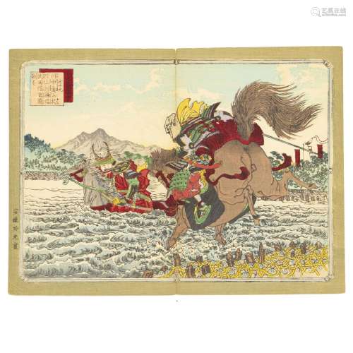 ADACHI GINKO (active c.1873-1908) - 'The Battle of Kawanakaj...