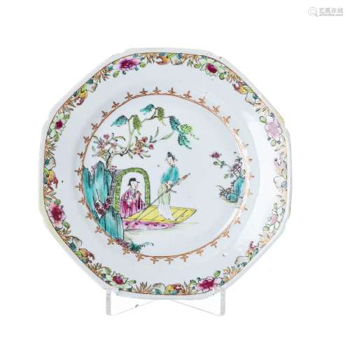 Chinese porcelain 'Mandarin' plate, Qianlong