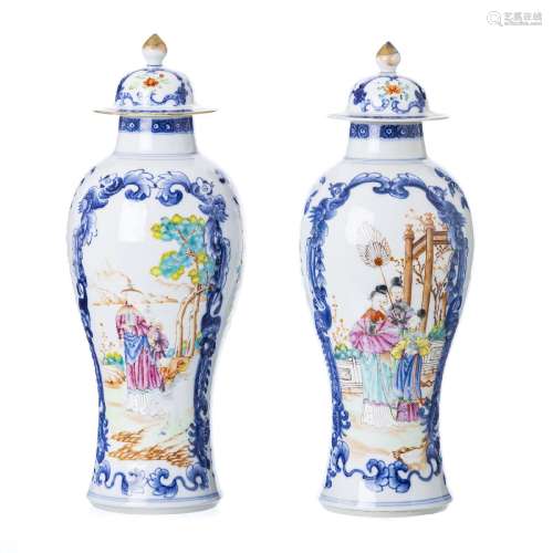 Pair of jars with lid 'Mandarin', in porcelain from China Qi...